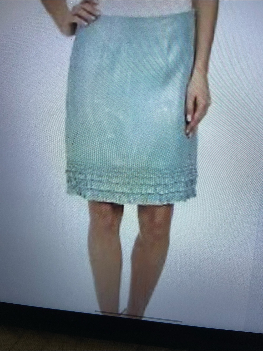 Tommy Bahama Light Blue Embellished Hem Pencil Skirt
